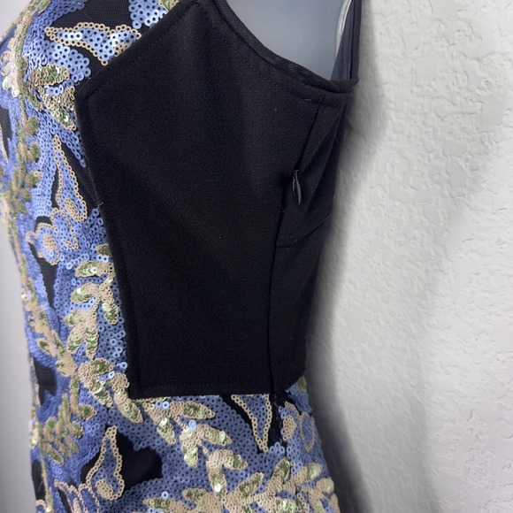 Hale Bob Dress Womens XS Black Blue Sequin Cocktail Formal Prom Dark Romantic - Picture 5 of 11